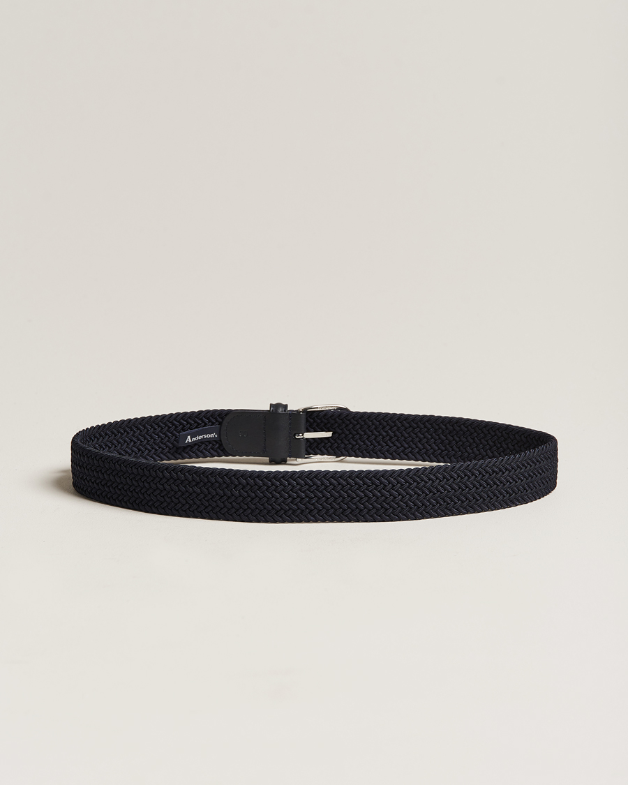 Herre | Anderson's | Anderson\'s | Stretch Woven 3,5 cm Belt Navy