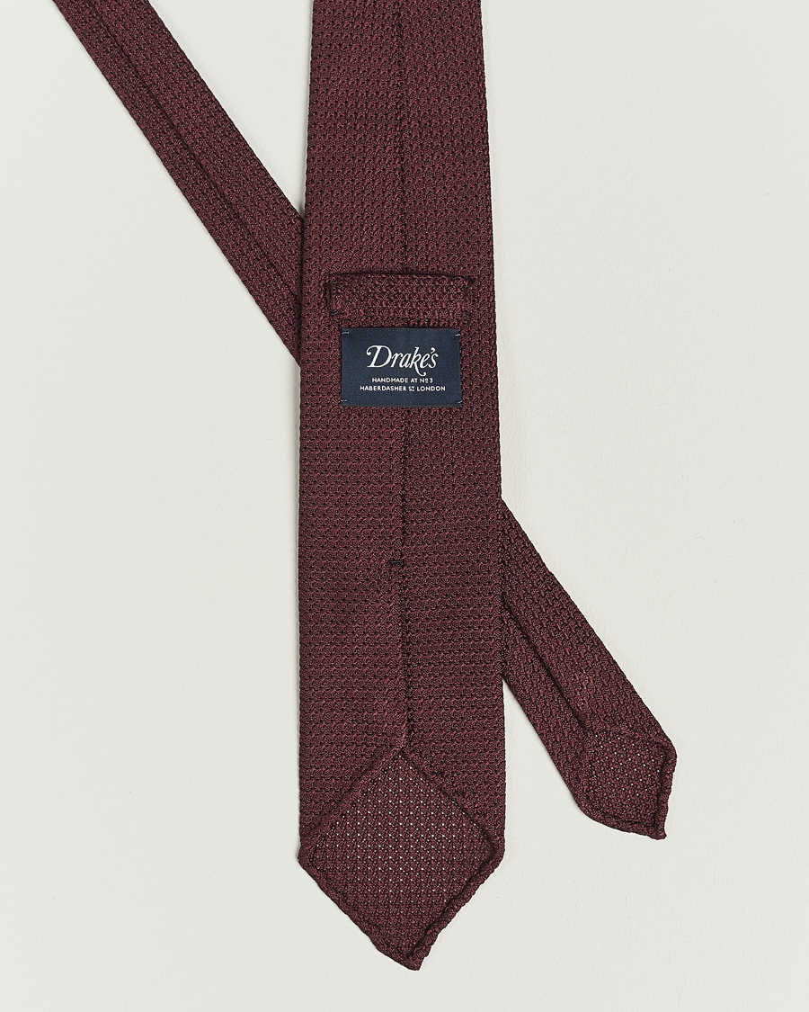 Herre | Assesoarer | Drake\'s | Silk Grenadine Handrolled 8 cm Tie Wine Red
