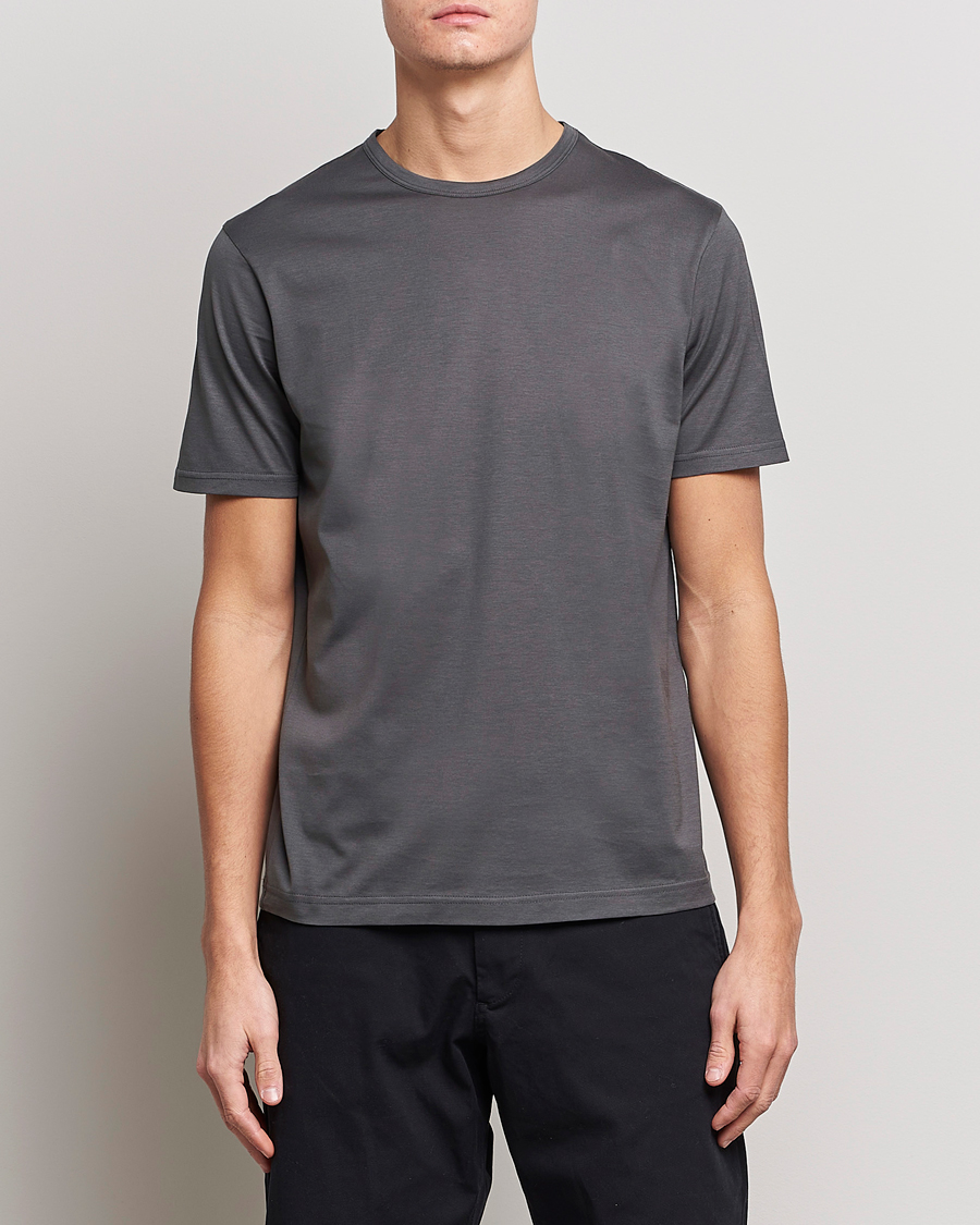 Herre | Kortermede t-shirts | Sunspel | Crew Neck Cotton Tee Charcoal