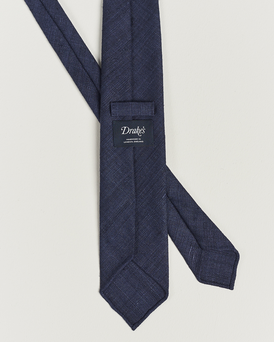 Herre | Assesoarer | Drake\'s | Tussah Silk Handrolled 8 cm Tie Navy