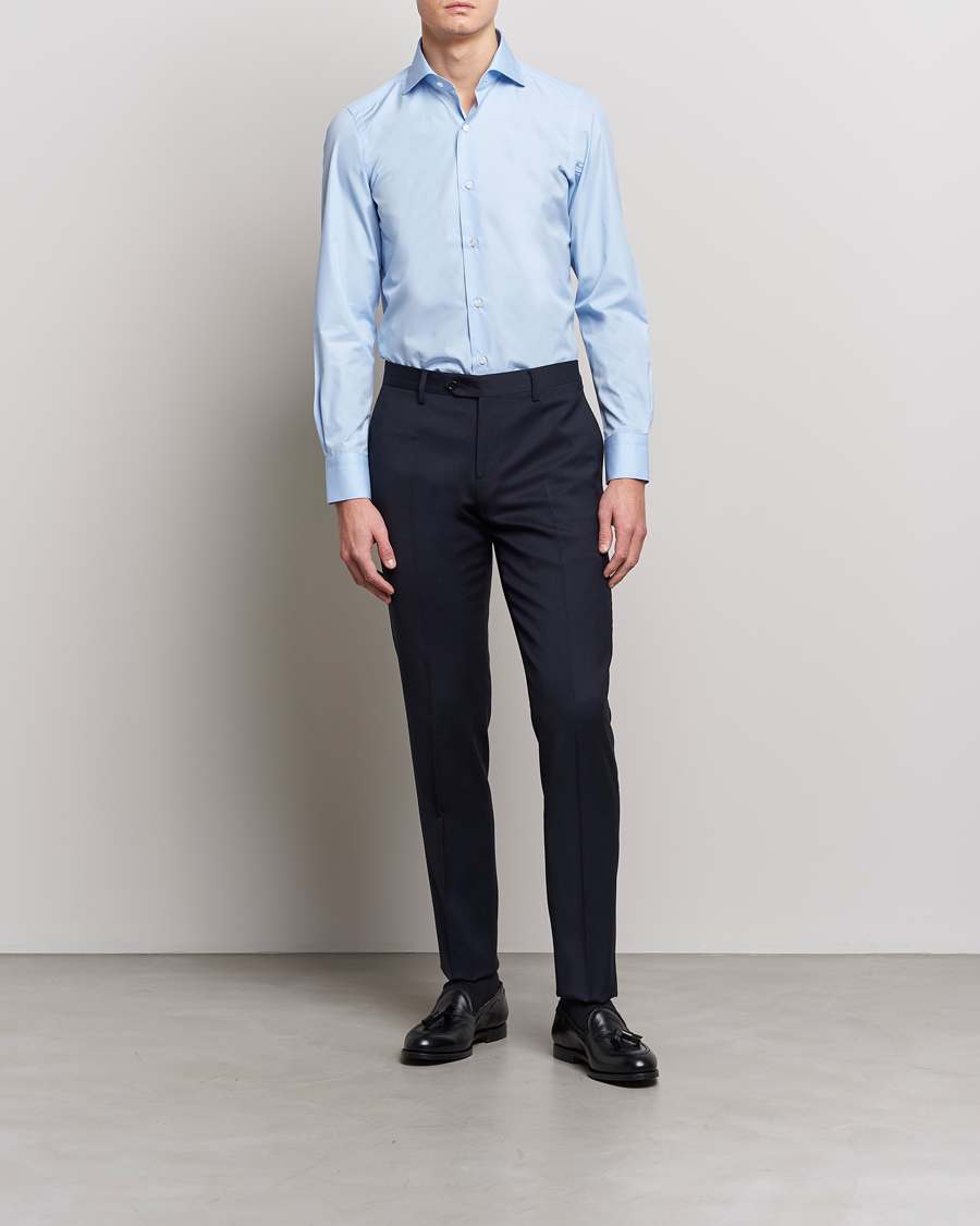 Herre | Businesskjorter | Finamore Napoli | Milano Slim Fit Classic Shirt Light Blue