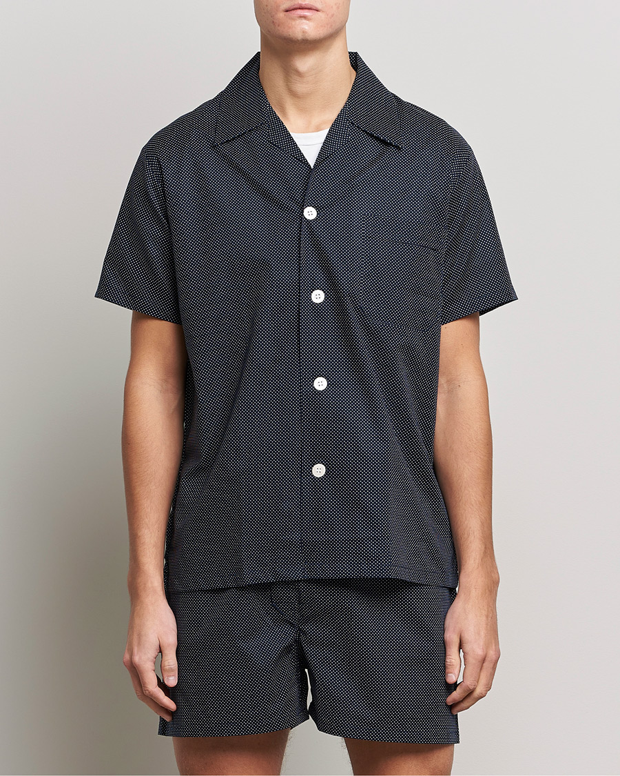 Herre | Loungewear | Derek Rose | Shortie Printed Cotton Pyjama Set Navy