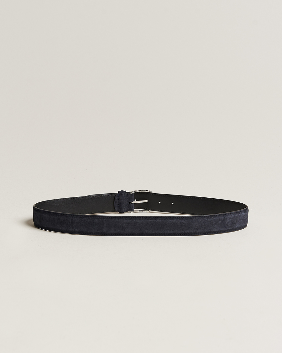 Herre | Umønstrede belter | Anderson\'s | Suede 3,5 cm Belt Navy