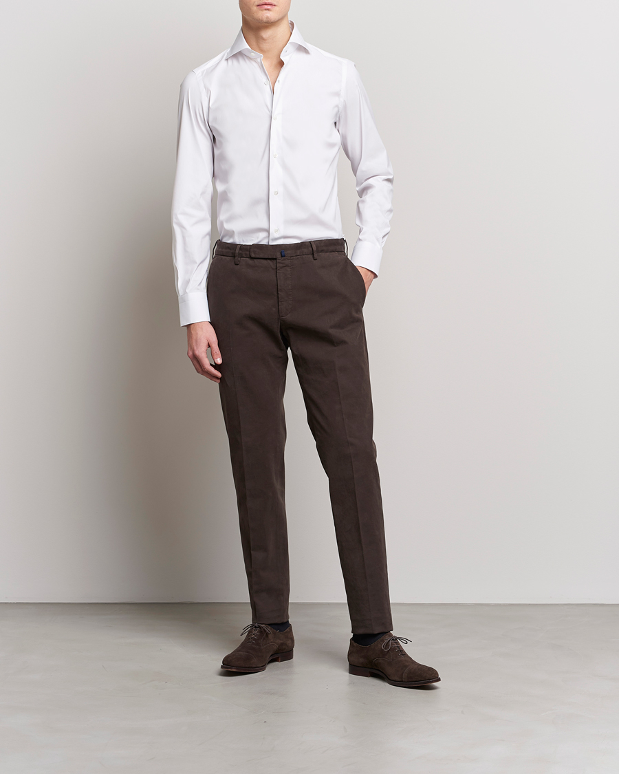 Herre | Businesskjorter | Finamore Napoli | Milano Slim Fit Stretch Shirt White