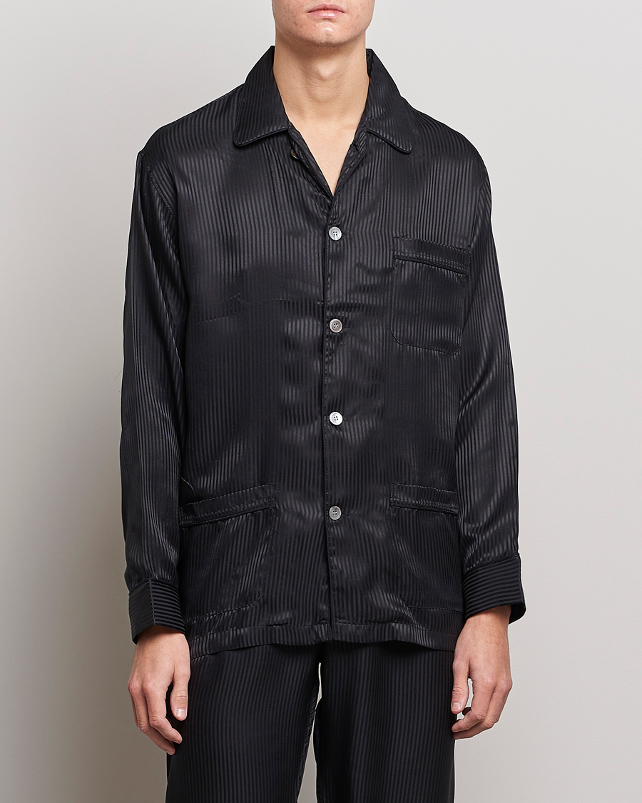 Herre | Gaver | Derek Rose | Striped Silk Pyjama Set Black
