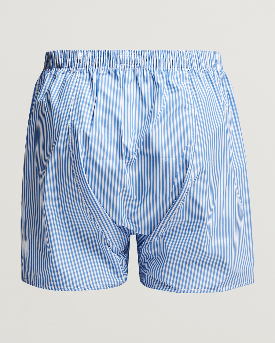 Herre | Derek Rose | Derek Rose | Classic Fit Cotton Boxer Shorts Blue Stripe
