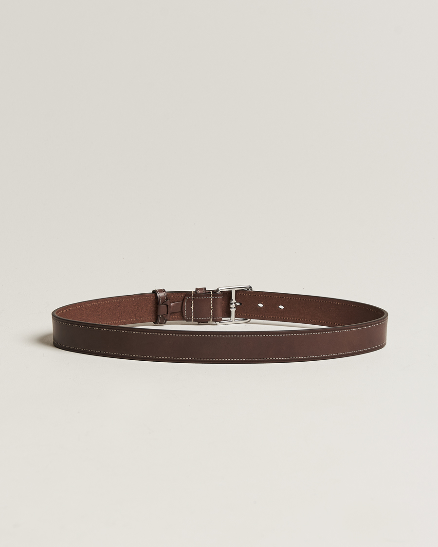 Herre | Belter | Anderson\'s | Bridle Stiched 3,5 cm Leather Belt Brown