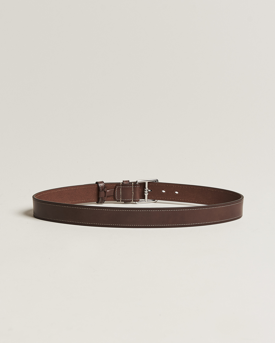 Herre | Belter | Anderson's | Bridle Stiched 3,5 cm Leather Belt Brown