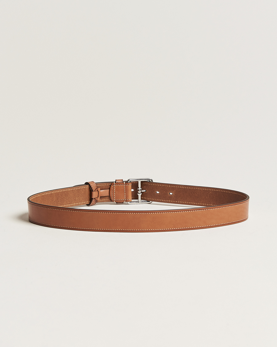 Herre | Anderson's | Anderson\'s | Bridle Stiched 3,5 cm Leather Belt Tan
