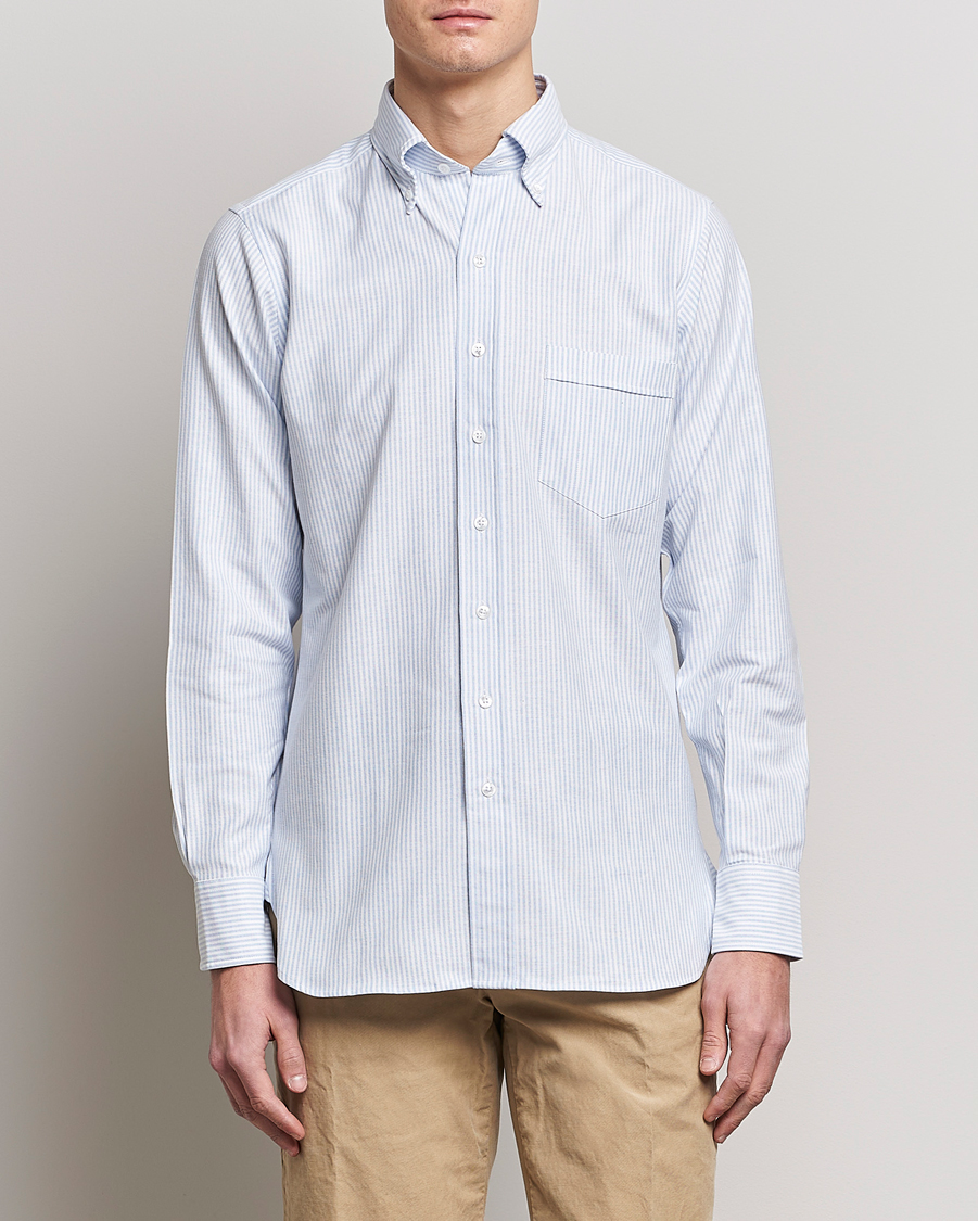 Herre | Drake's | Drake's | Striped Oxford Button Down Shirt Blue/White