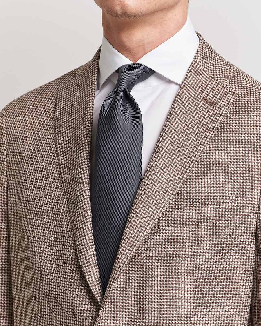 Herre | Assesoarer | Drake\'s | Handrolled Woven Silk 8 cm Tie Grey