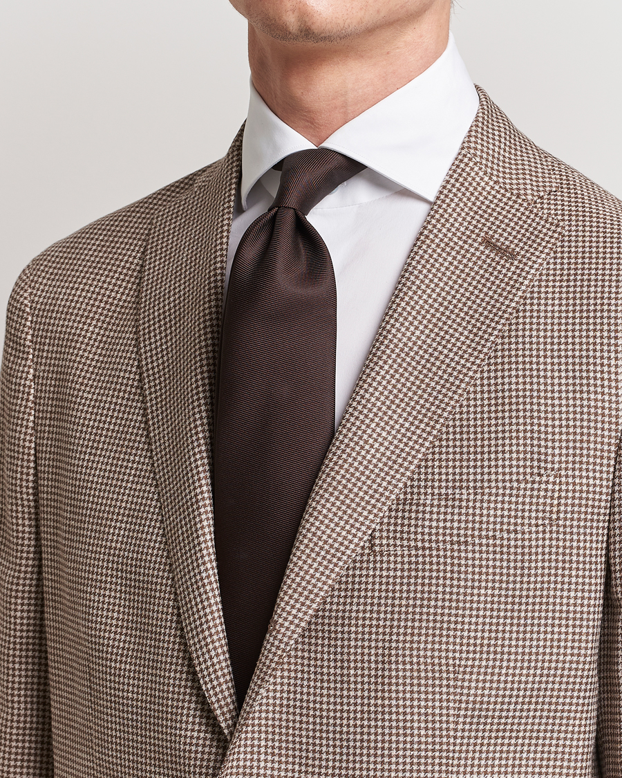 Herre | Assesoarer | Drake\'s | Handrolled Woven Silk 8 cm Tie Brown