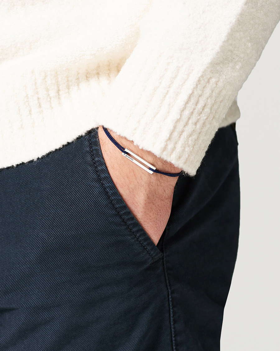 Herr | LE GRAMME | LE GRAMME | Cord Bracelet Le 17/10 Navy/Sterling Silver