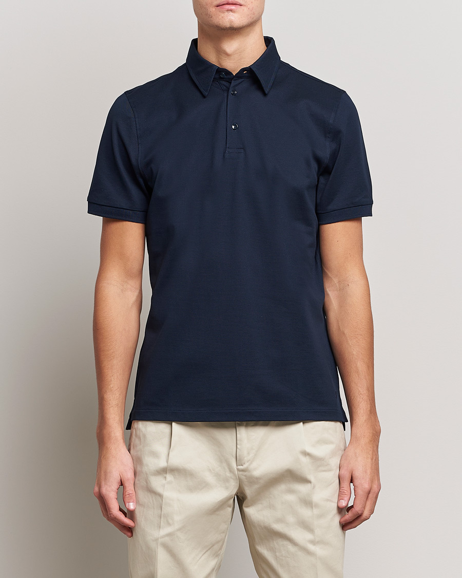 Herre | Klær | Stenströms | Cotton Polo Shirt Navy