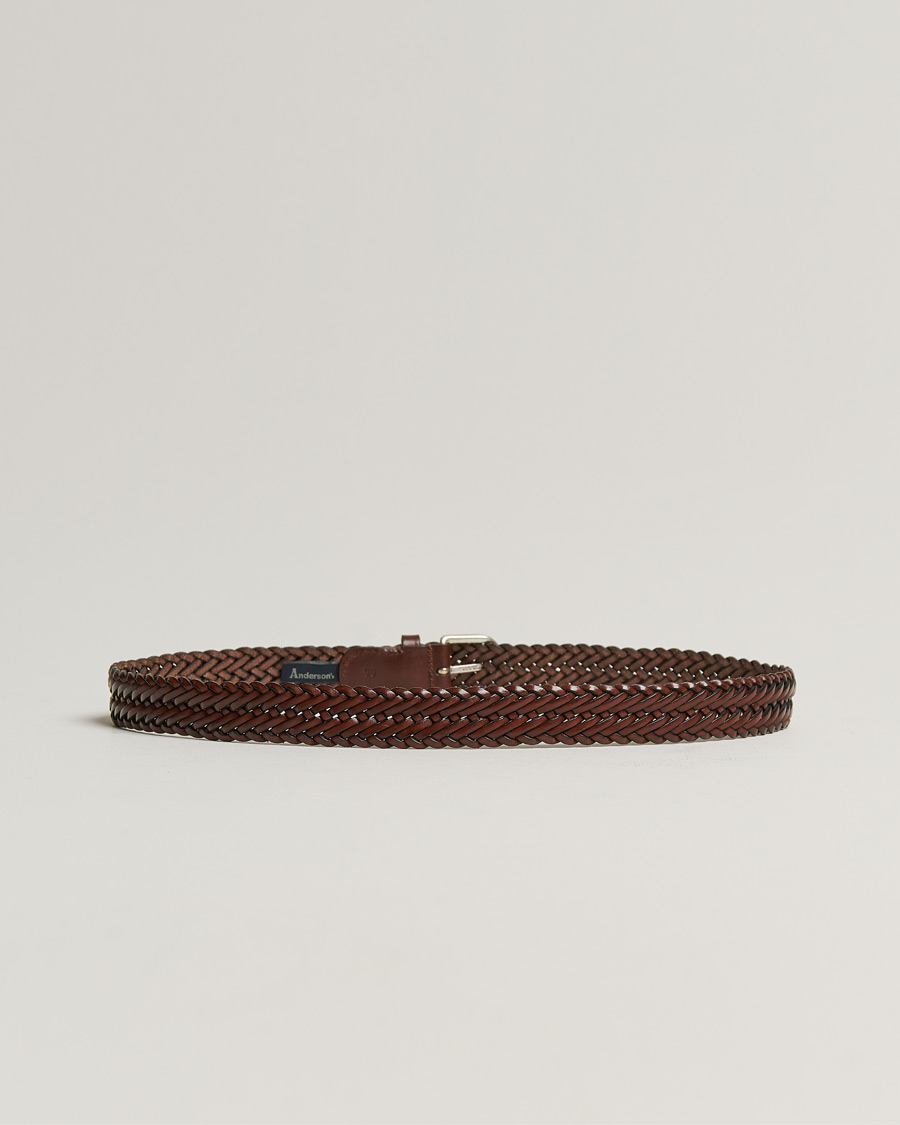 Herre | Anderson's | Anderson\'s | Woven Leather Belt 3 cm Cognac
