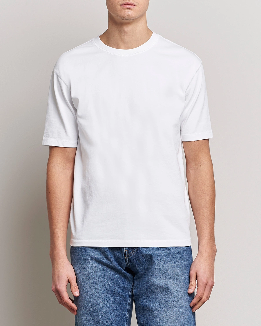Herre | Hvite t-shirts | Drake\'s | Short Sleeve Hiking Tee White