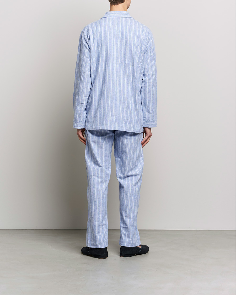 Herre | Pyjamaser | Derek Rose | Brushed Cotton Flannel Striped Pyjama Set Blue