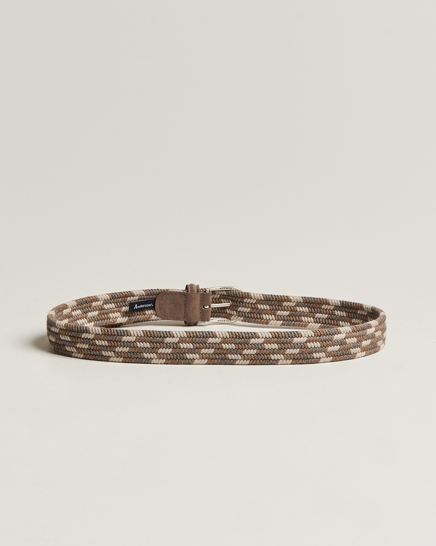 Herre | Belter | Anderson\'s | Braided Wool Belt Multi Natural