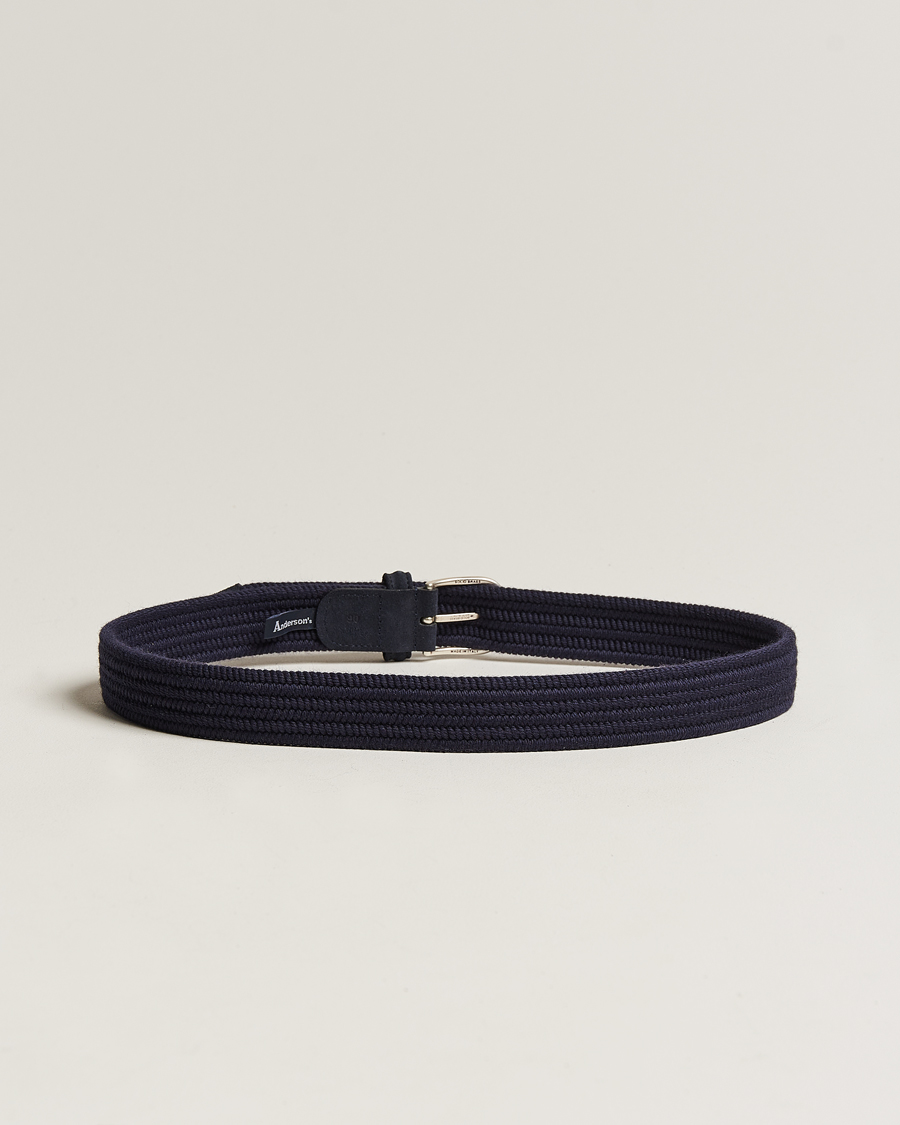 Herre | Belter | Anderson\'s | Braided Wool Belt Navy