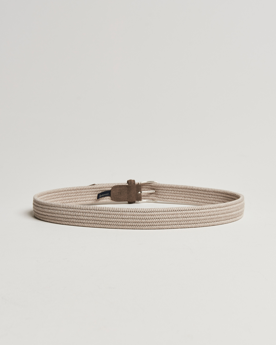 Herre | Belter | Anderson's | Braided Wool Belt Beige