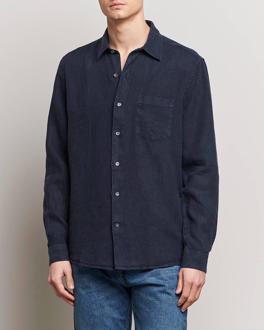 Herr | A Day's March | A Day\'s March | Abu Linen Shirt Navy