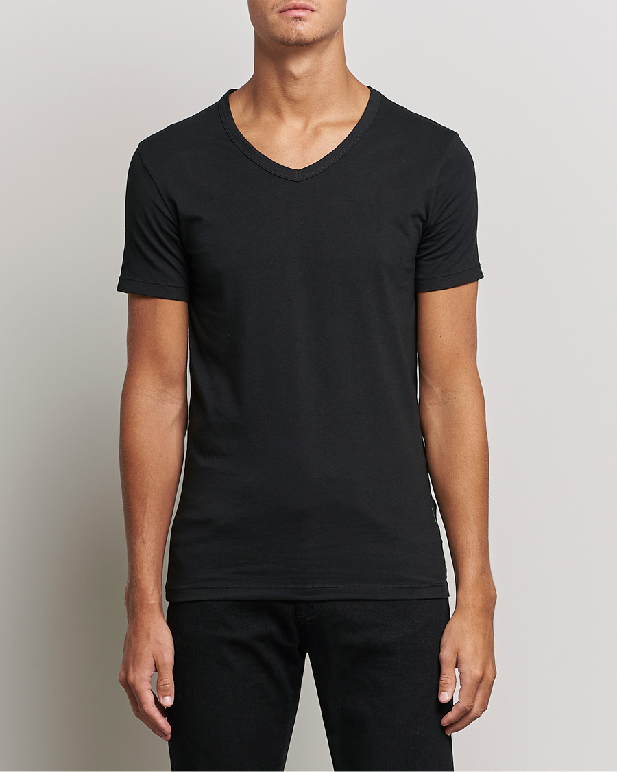 Herre | BOSS | BOSS BLACK | 2-Pack V-Neck Slim Fit T-Shirt Black