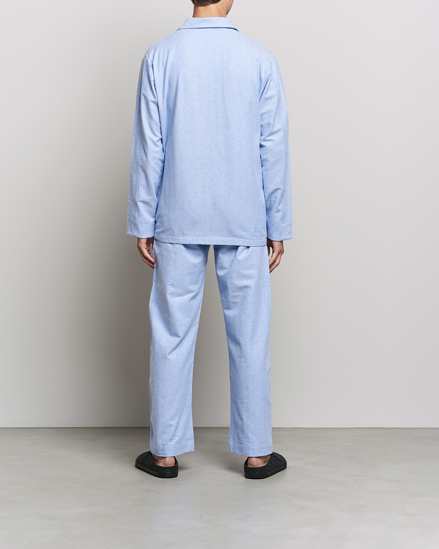 Herre | Klær | Derek Rose | Brushed Cotton Flannel Herringbone Pyjama Set Blue