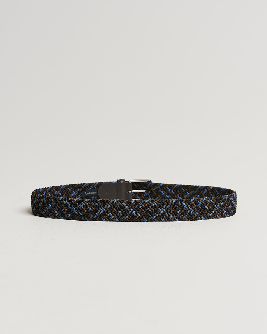 Herre | Anderson's | Anderson\'s | Stretch Woven 3,5 cm Belt Navy/Brown