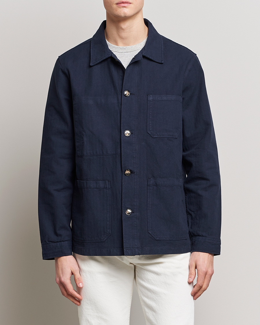 Herr | A Day's March | A Day\'s March | Original Herringbone Overshirt Regular Fit Navy