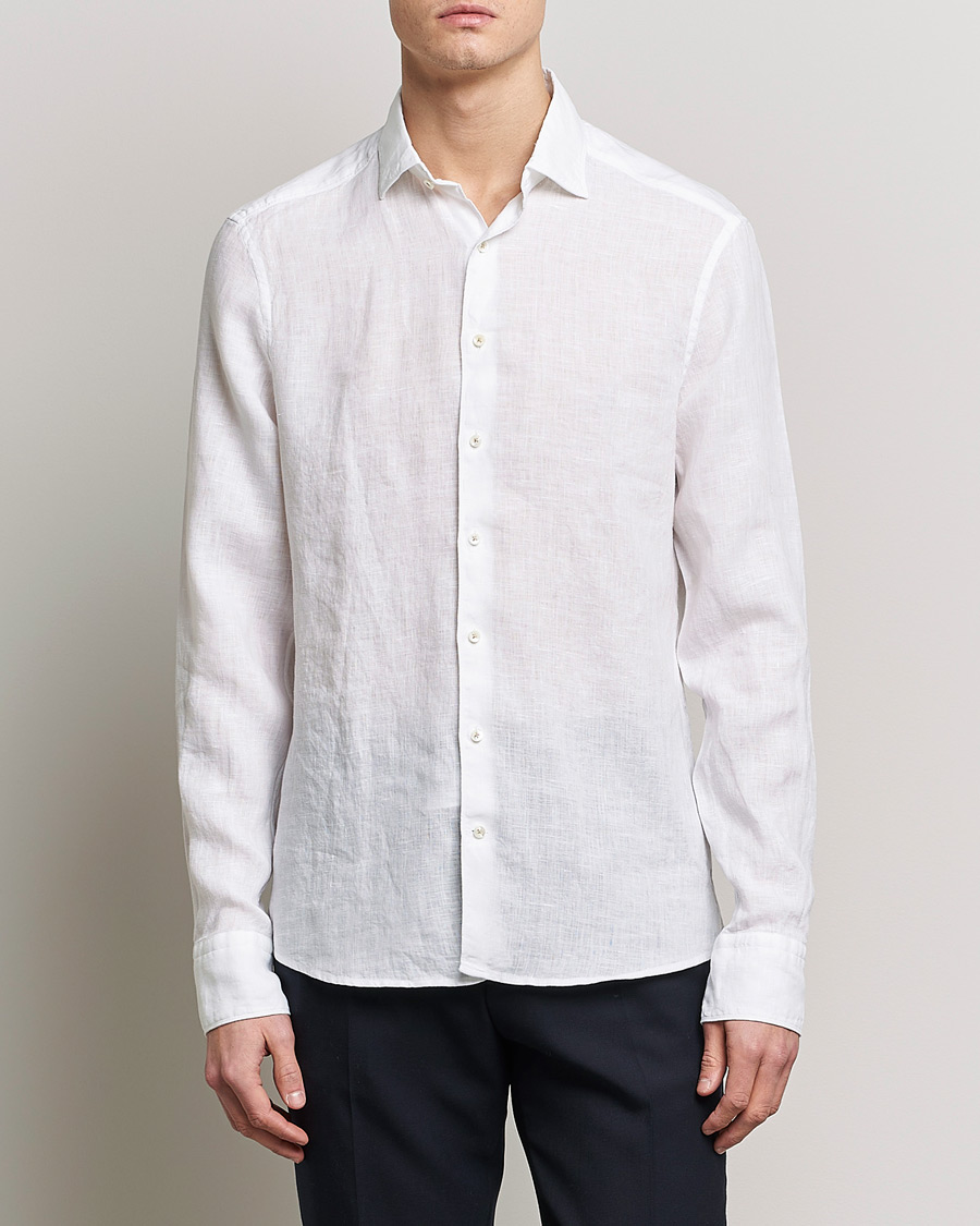 Herre | Klær | Stenströms | Slimline Cut Away Linen Shirt White