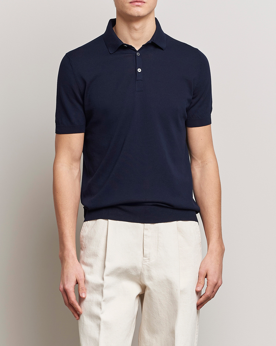 Herr |  | Gran Sasso | Cotton Knitted Polo Navy