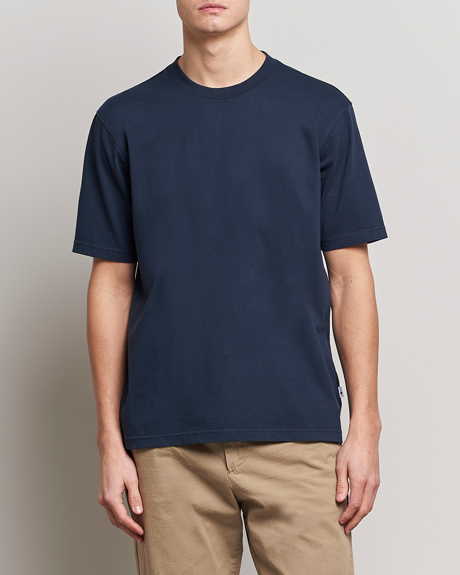 Herre | Klær | NN07 | Adam Pima Crew Neck T-Shirt Navy Blue