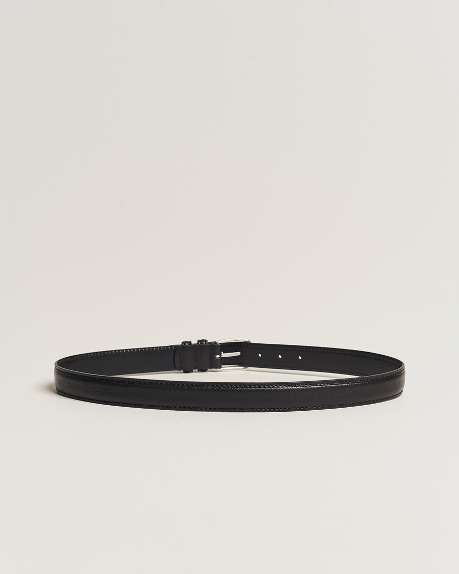 Herre | Umønstrede belter | Anderson\'s | Grained Leather Belt 3 cm Black