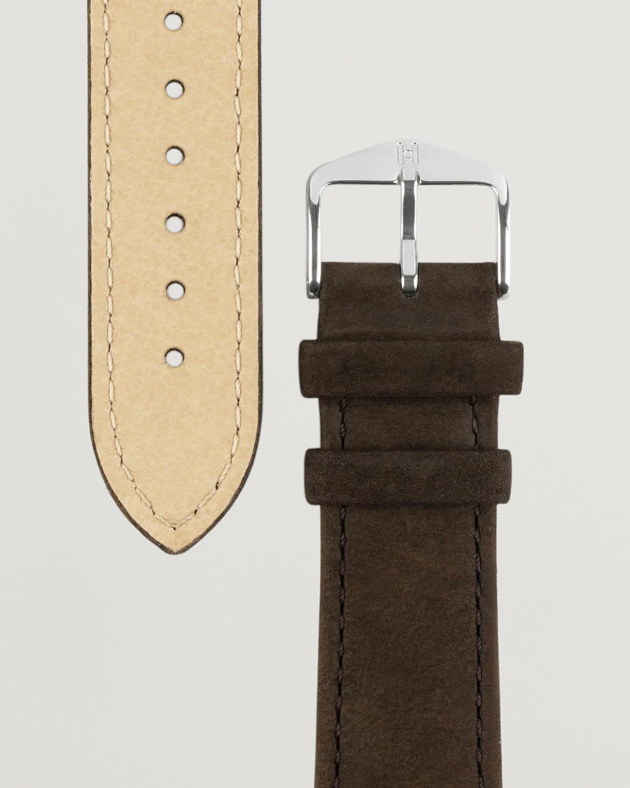 Herre | Klokkeremmer | HIRSCH | Osiris Calf Leather Nubuck Effect Watch Strap Brown