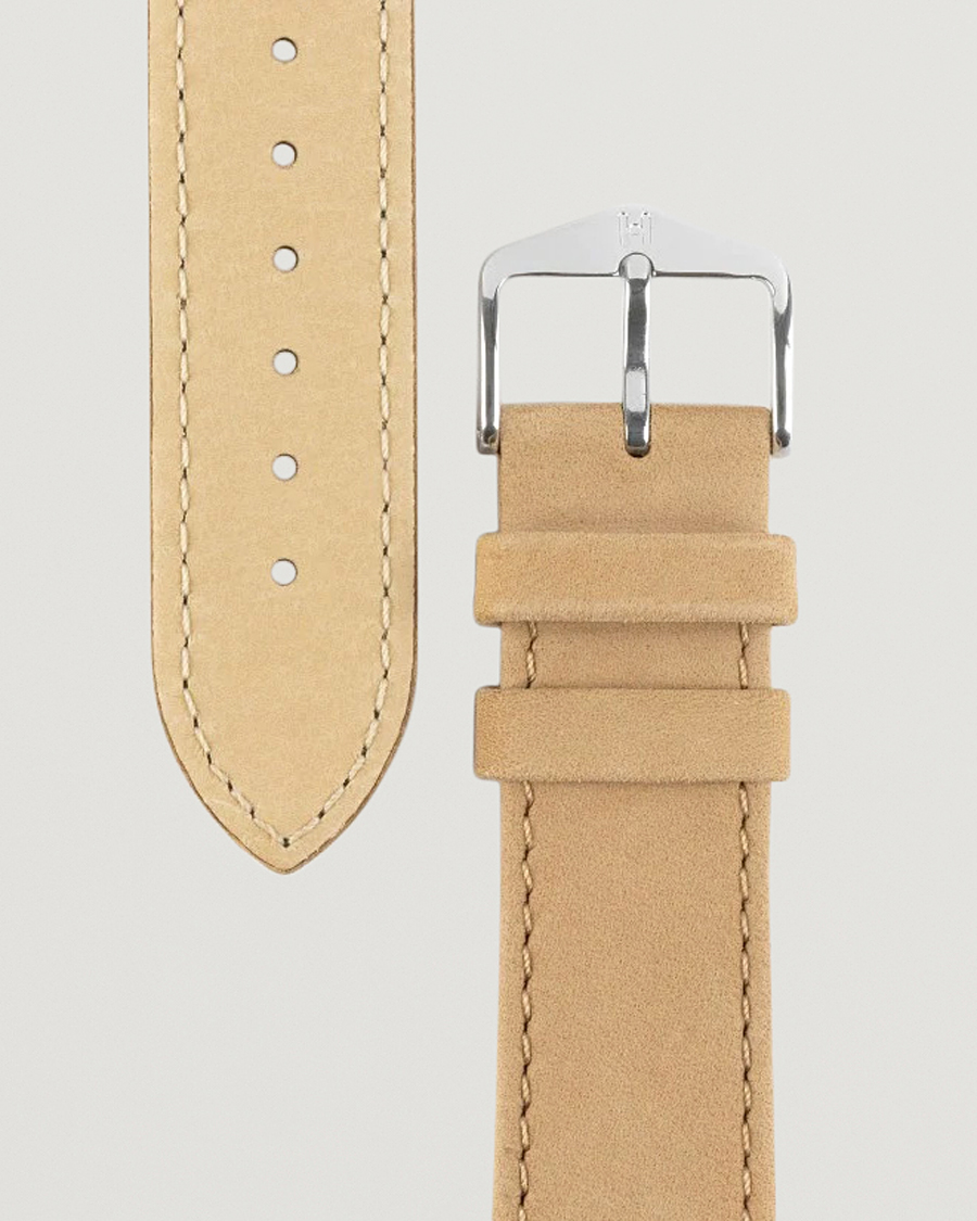 Herre | HIRSCH | HIRSCH | Osiris Calf Leather Nubuck Effect Watch Strap Beige