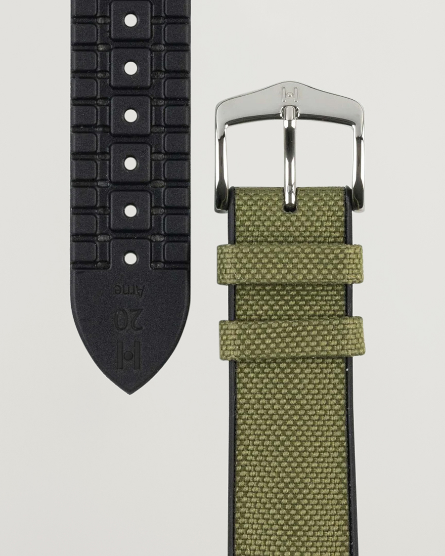 Herre | Klokkeremmer | HIRSCH | Arne Sailcloth Effect Performance Watch Strap Olive