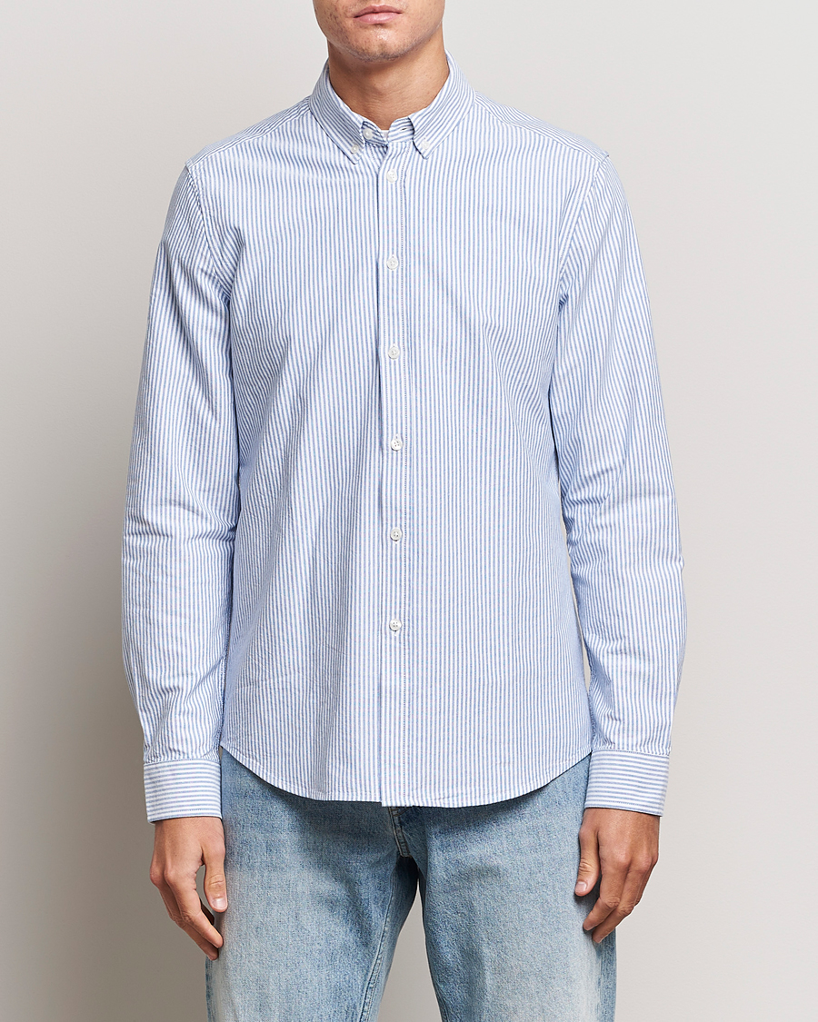 Herre |  | Samsøe Samsøe | Liam Striped Button Down Shirt  Blue/White