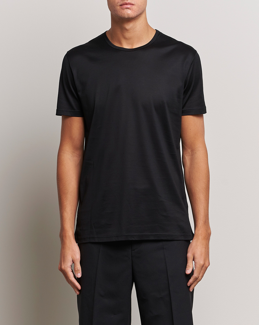 Herre |  | Zegna | Filoscozia Pure Cotton Round Neck T-Shirt Black