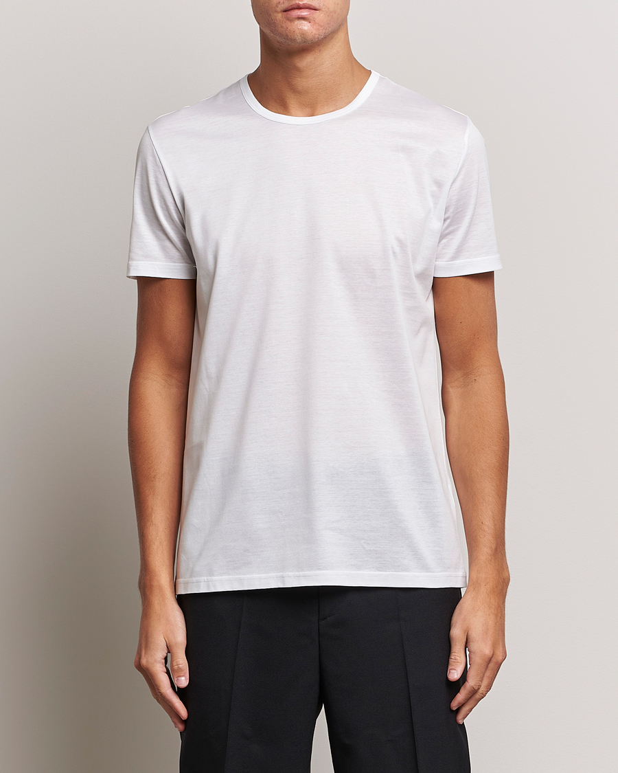 Herre |  | Zegna | Filoscozia Pure Cotton Round Neck T-Shirt White