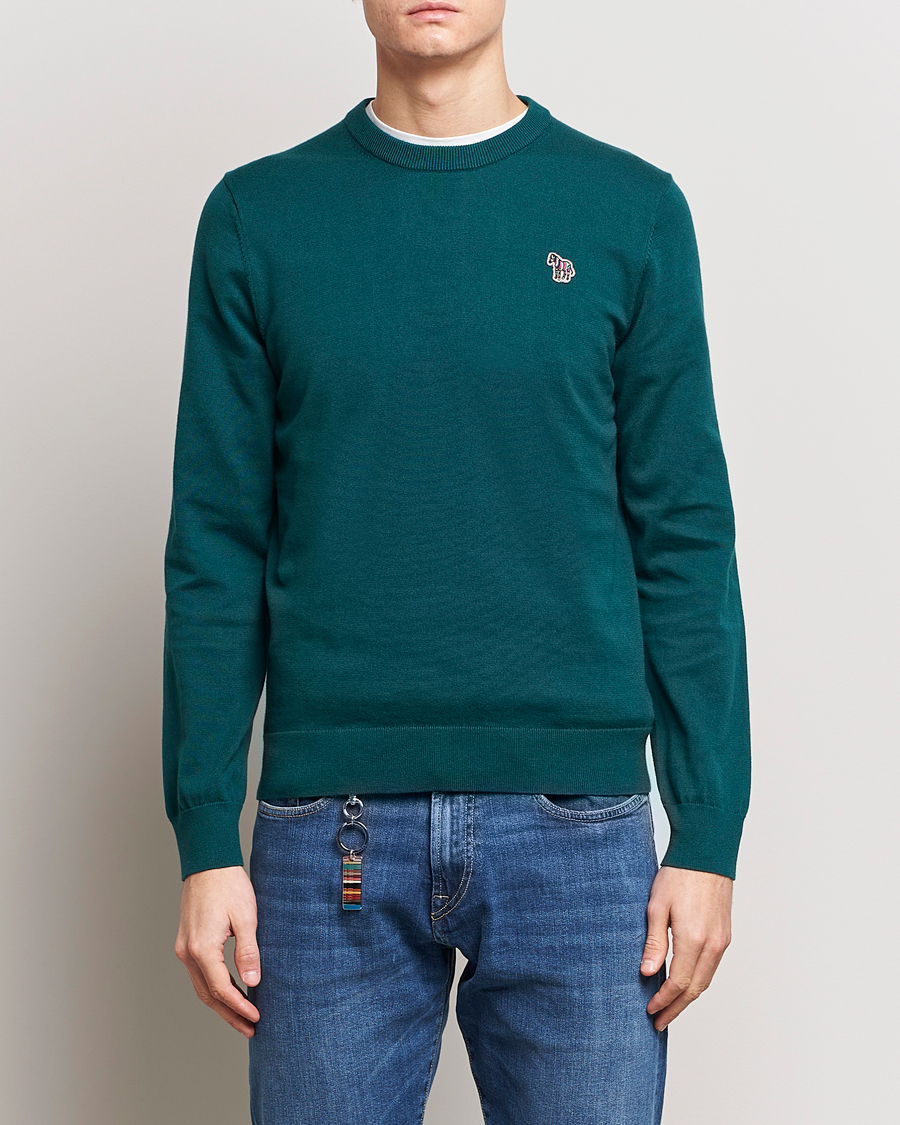 Herre | Paul Smith | PS Paul Smith | Zebra Cotton Knitted Sweater Dark Green