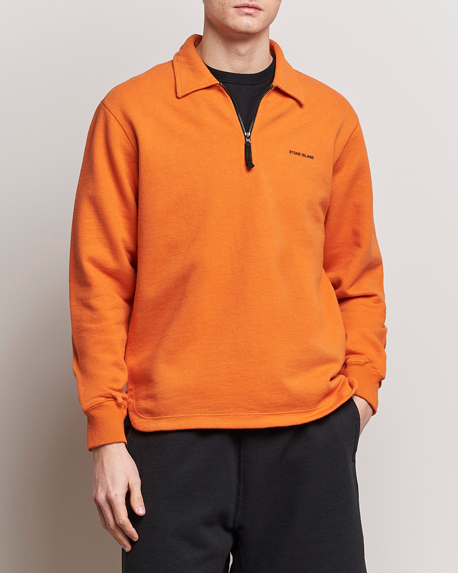 Herre | Klær | Stone Island | Heavy Cotton Fleece Half Zip Sweatshirt Orange
