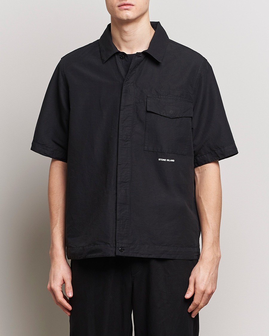 Herre | Kortermede skjorter | Stone Island | Cotton/Hemp Short Sleeve Shirts Black