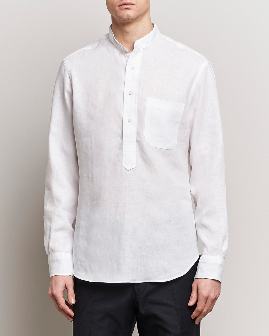 Herre | Linskjorter | Gitman Vintage | Linen Popover Shirt White