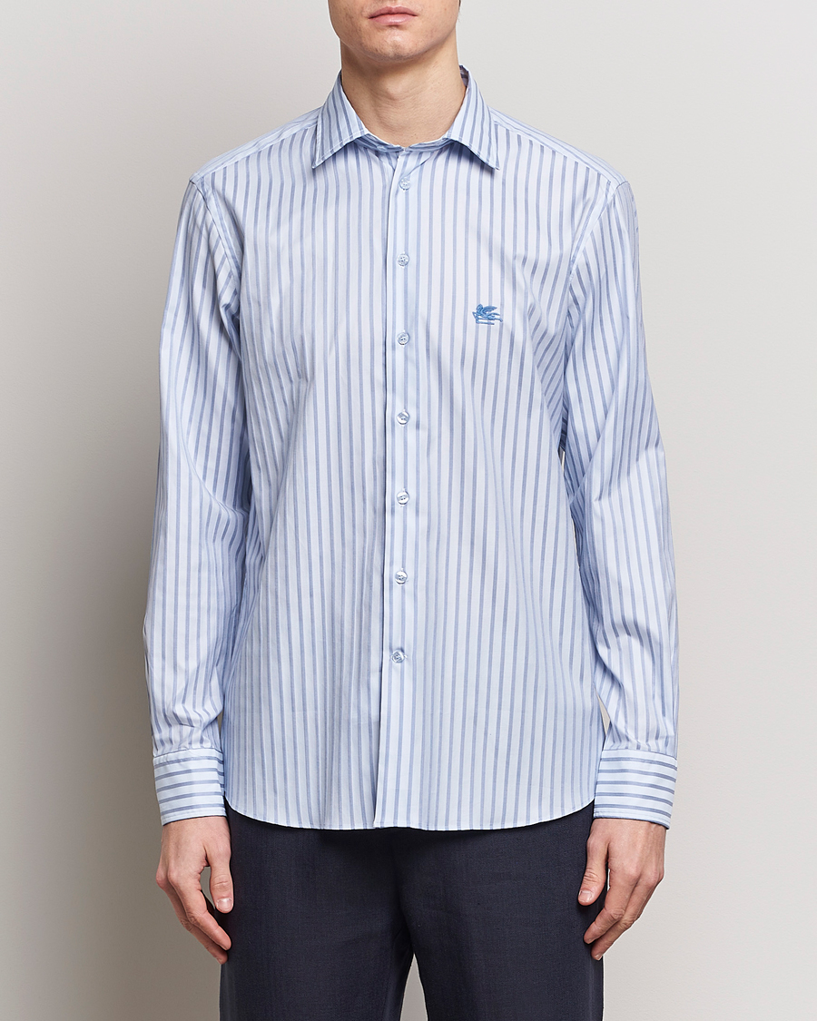 Herre | Casualskjorter | Etro | Slim Fit Striped Cotton Shirt Light Blue