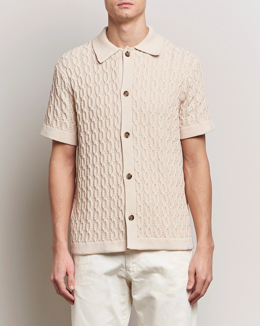 Herre | Contemporary Creators | LES DEUX | Garret Knitted Short Sleeve Shirt Ivory