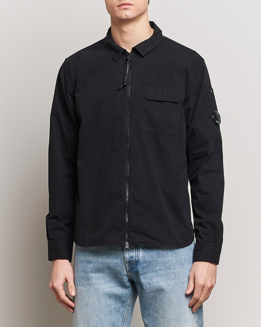 Herr | Kläder | C.P. Company | Garment Dyed Gabardine Zip Shirt Jacket Black
