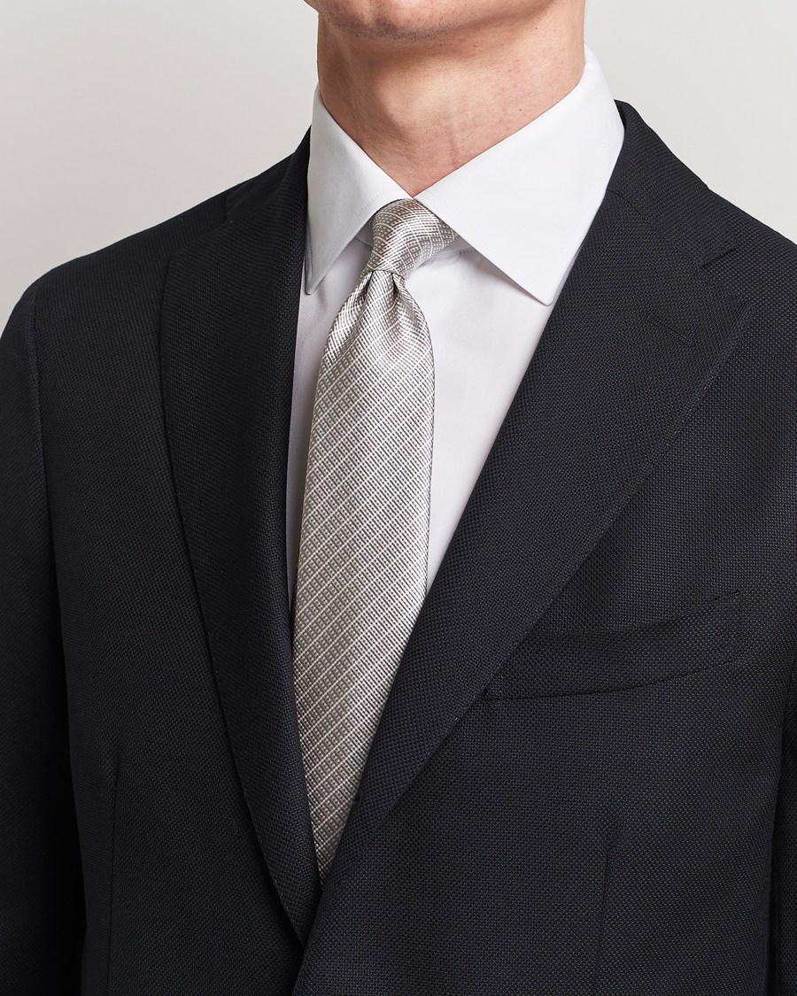 Herre | Luxury Brands | Giorgio Armani | Jacquard Silk Tie Light Grey