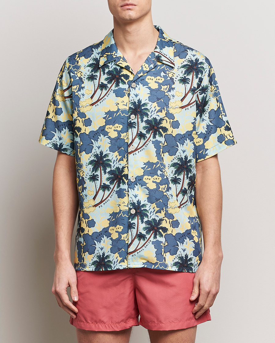 Herre | Klær | PS Paul Smith | Prined Flower Resort Short Sleeve Shirt Blue