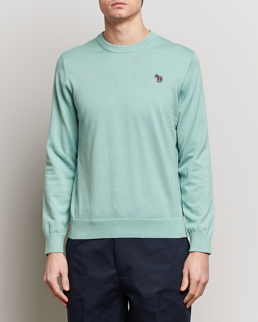Herre | Strikkede gensere | PS Paul Smith | Zebra Cotton Knitted Sweater Mint Green
