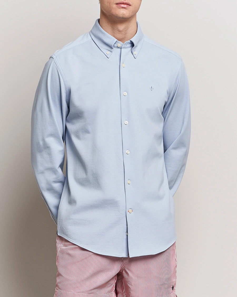 Herre | Pikéskjorter | Morris | Eddie Slim Fit Pique Shirt Light Blue